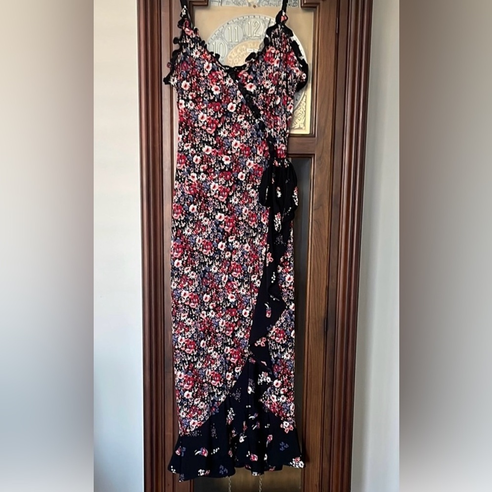 Oasis Floral Ruffle Faux Wrap Dress -